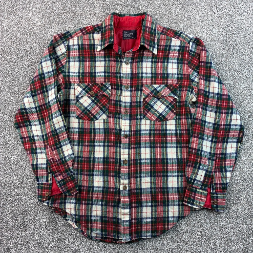 Vintage JCPenney Flannel Shirt Mens Medium Red Green Acrylic Plaid The Mens Shop